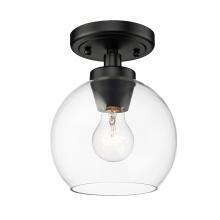  4855-FM BLK-CLR - Galveston BLK Flush Mount in Matte Black with Clear Glass Shade